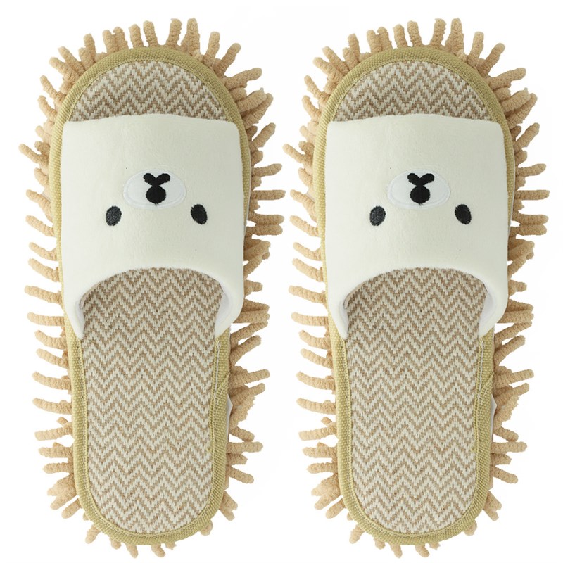 卡通露脚趾可拆洗擦地拖鞋 木地板清洁鞋静音懒人家居拖把抹布鞋