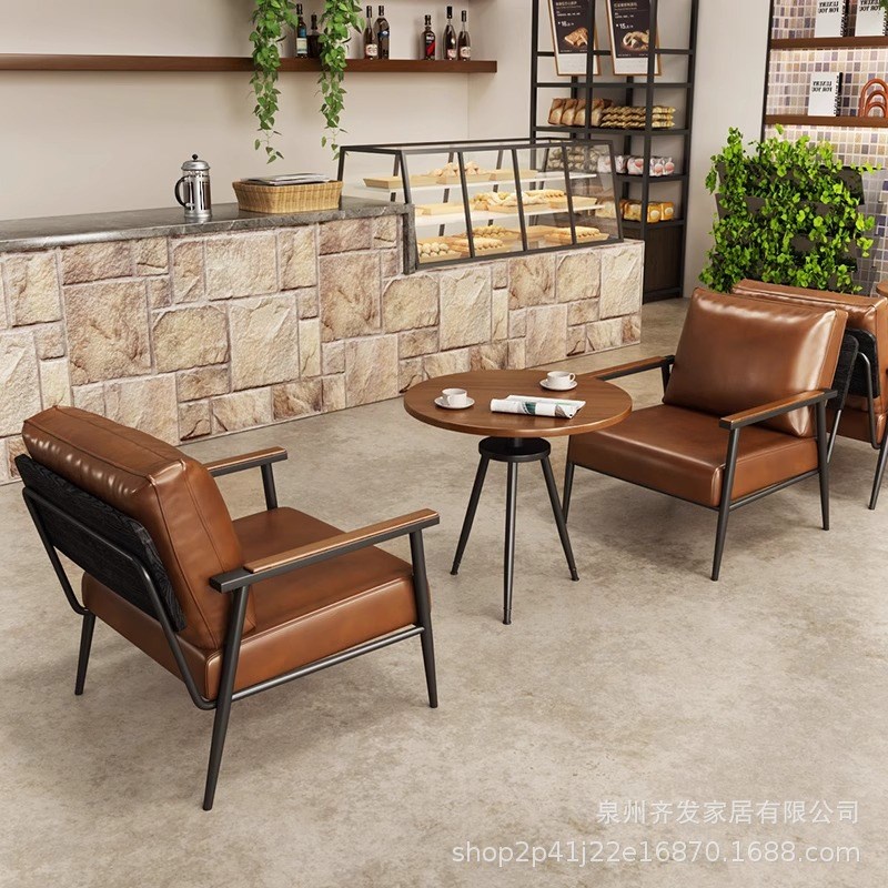 复古酒馆咖啡厅卡座沙发奶茶店甜品餐吧酒吧清吧桌椅组合餐厅商用