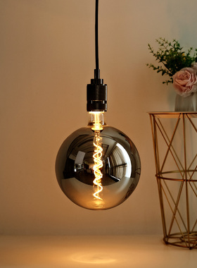 调光极简设计古铜色北欧风LED灯丝灯爱迪生灯泡氛围电镀灰色吊灯