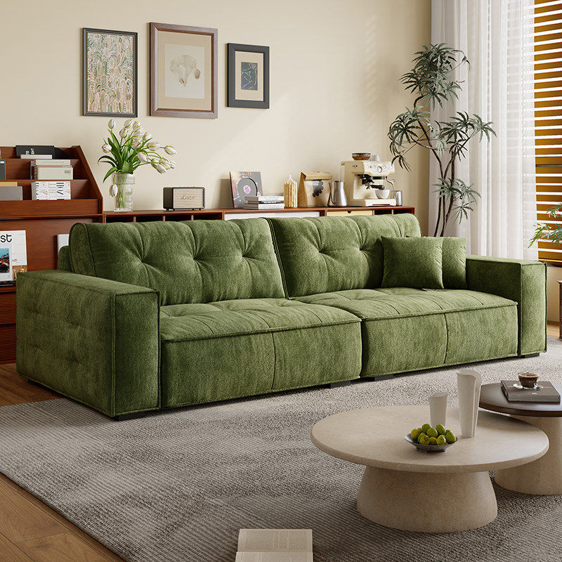 奶油风雪尼尔绒豆腐块沙发简约客厅小户型出租房民宿公寓直排沙发