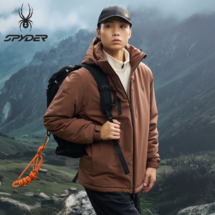 休闲外套男夹克25EF247M 棉服保暖连帽时尚 SPYDER蜘蛛秋冬新品 男士