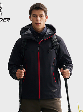SPYDER蜘蛛户外男士三合一羽绒内胆冲锋衣防水男夹克24XF277M