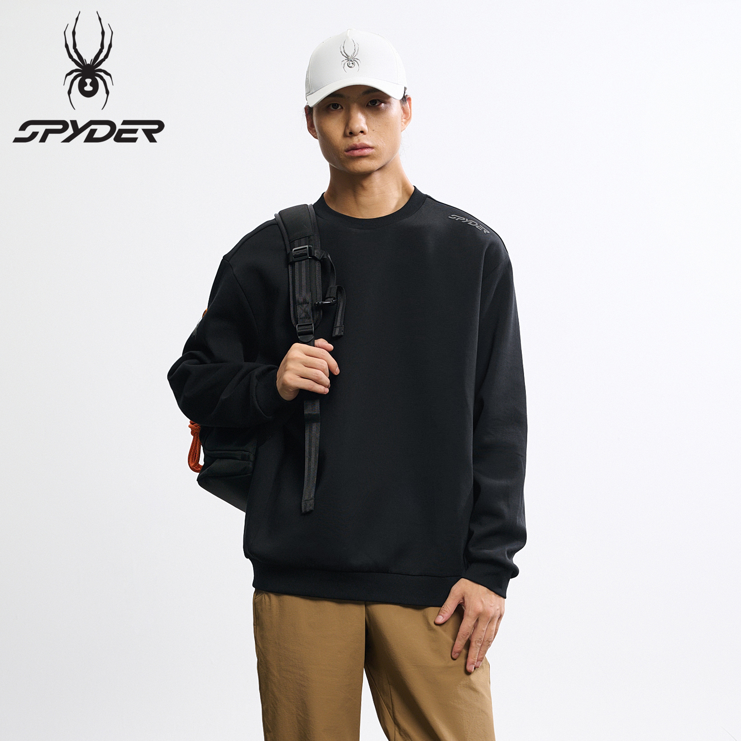 SPYDER蜘蛛25秋季新品男士宽松休闲针织运动圆领卫衣男25MF303M