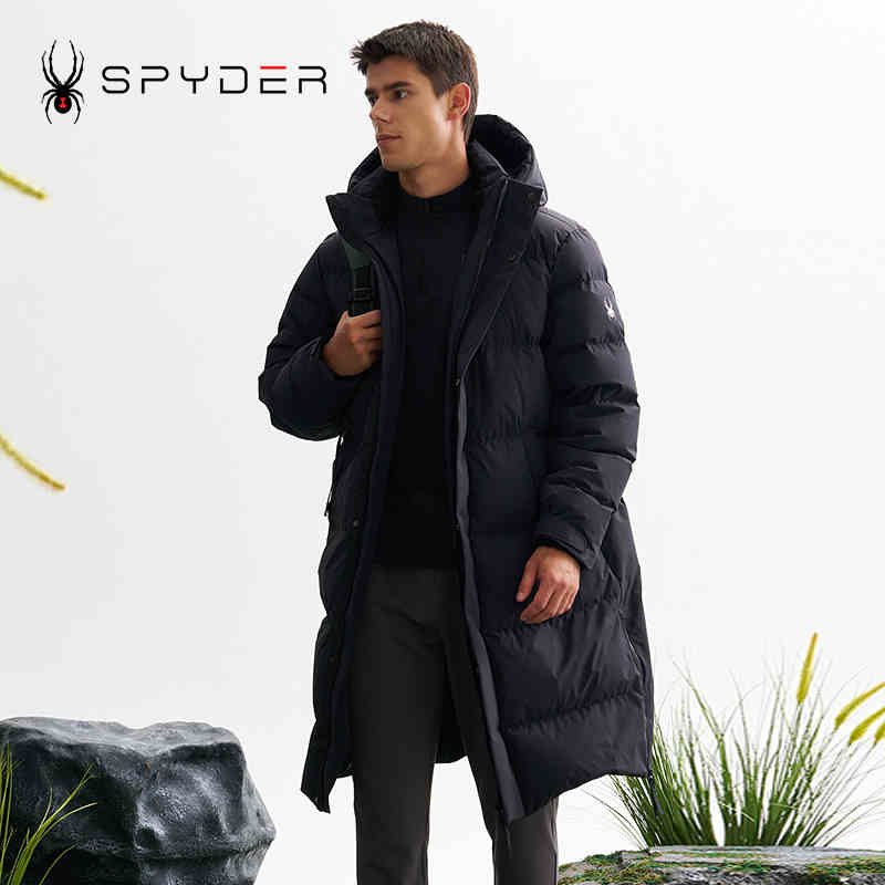 SPYDER蜘蛛加长加厚黑色羽绒服