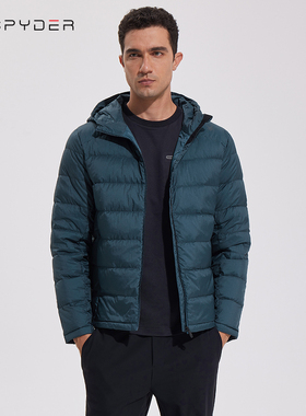 SPYDER蜘蛛新款户外男鹅绒服保暖轻连帽羽绒外套男23MR205M