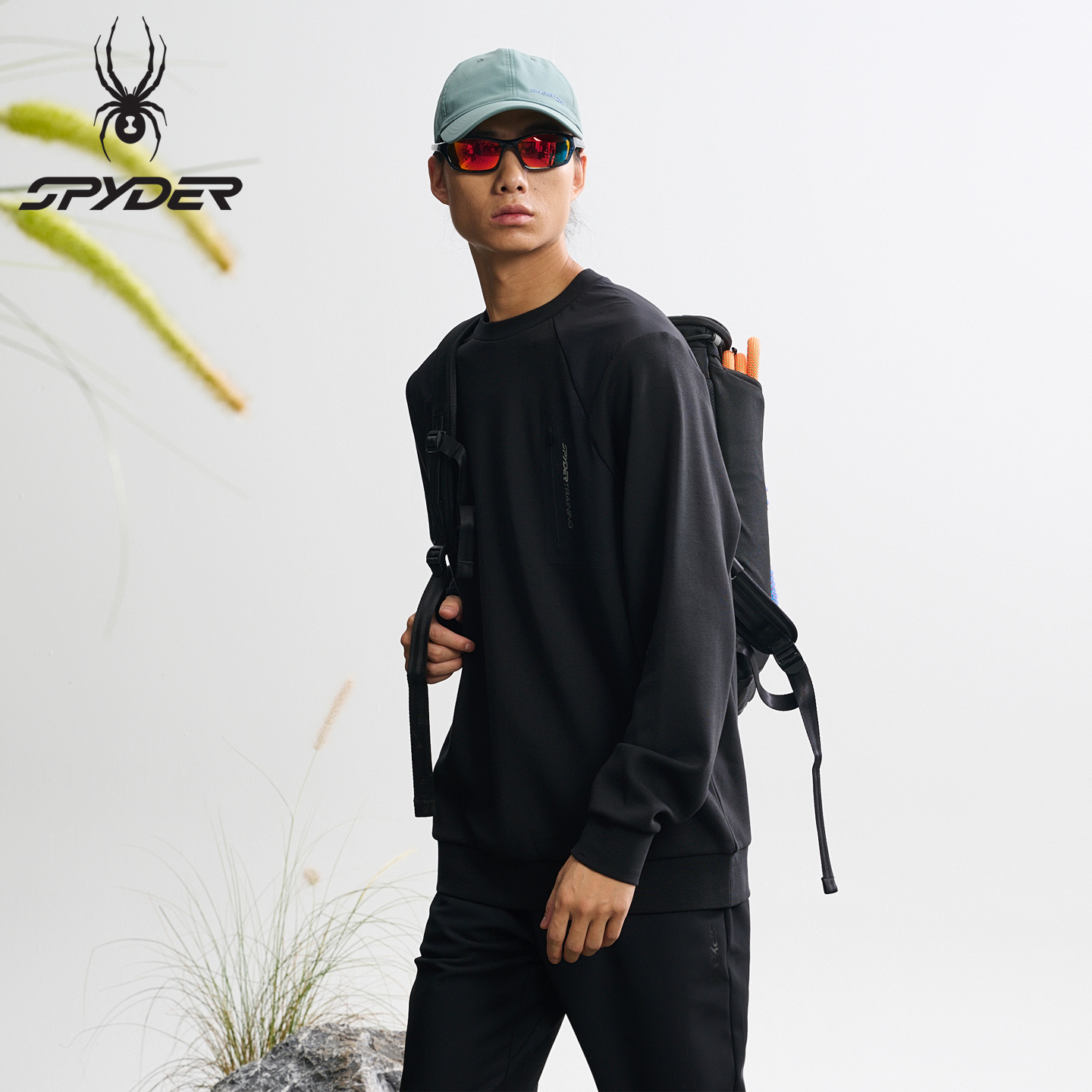 SPYDER蜘蛛秋新品卫衣男士圆领宽松舒适运动休闲长袖T恤25MF307M