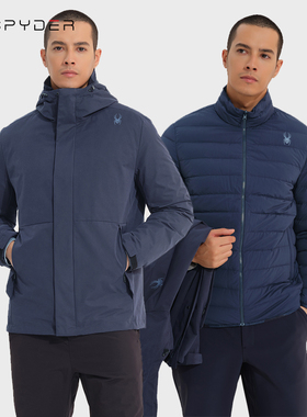 SPYDER蜘蛛羽绒三合一夹克户外防风保暖鹅绒登山服外套男23MF249M