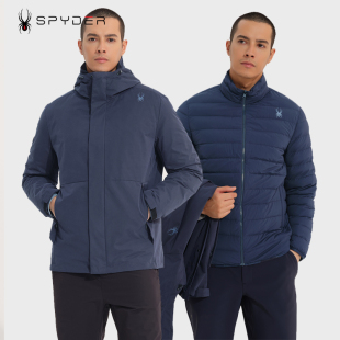 SPYDER蜘蛛羽绒三合一夹克户外防风保暖鹅绒登山服外套男23MF249M
