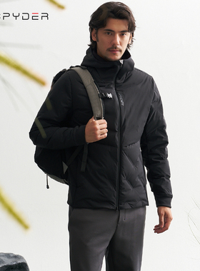 SPYDER蜘蛛新品羽绒服男秋冬款加厚鹅绒保暖外套连帽时尚24CF253M
