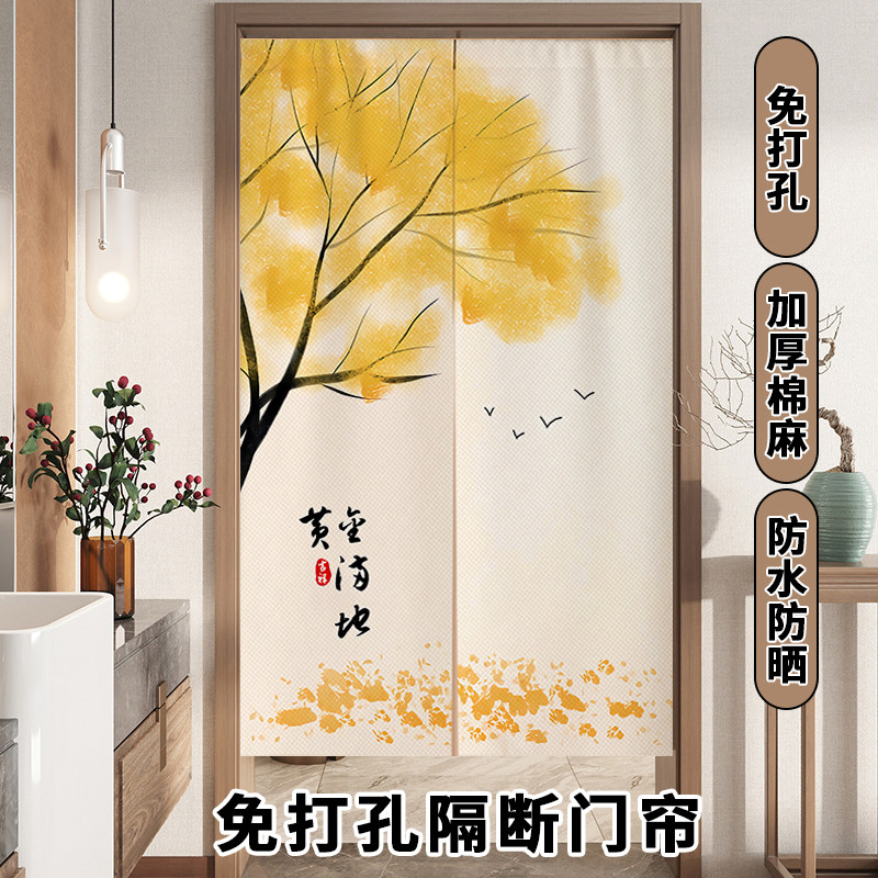 中国风门帘家用客厅玄关入户门隔断帘选购攻略卫生间半截遮挡布帘