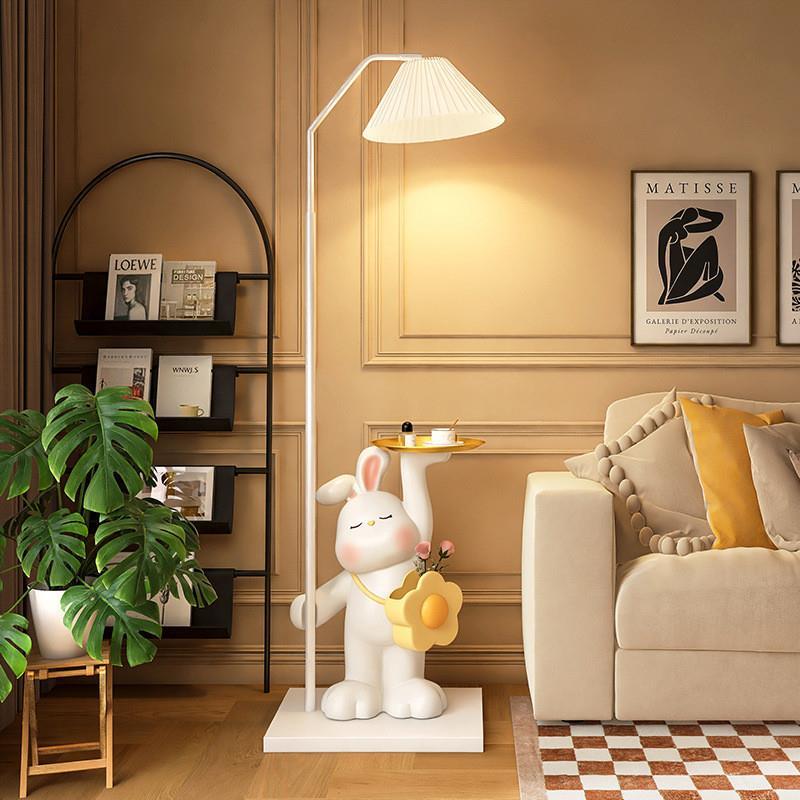 兔子茶几客厅家用边几置物架电视柜装饰摆件小户型奶油风沙发边柜