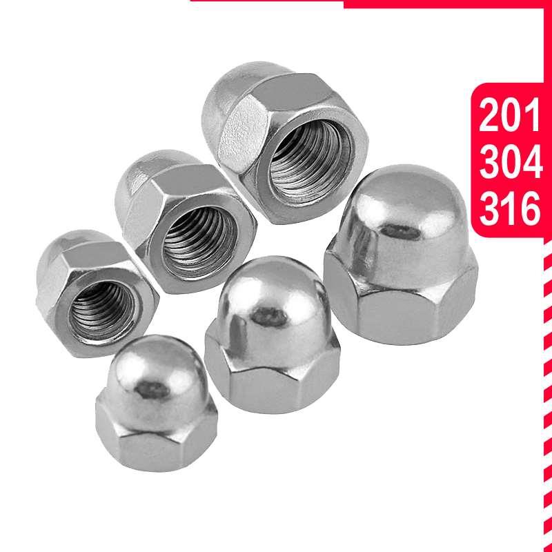 六角盖型螺母201/304/316不锈钢盖形螺帽M3M4M5M6M8M10M12M14M16