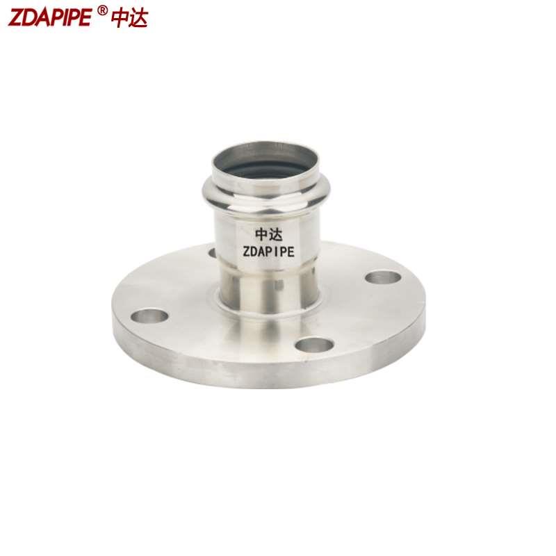 304不锈钢双卡压法兰转换接头水管沟槽式管件薄壁管子穿线管配件