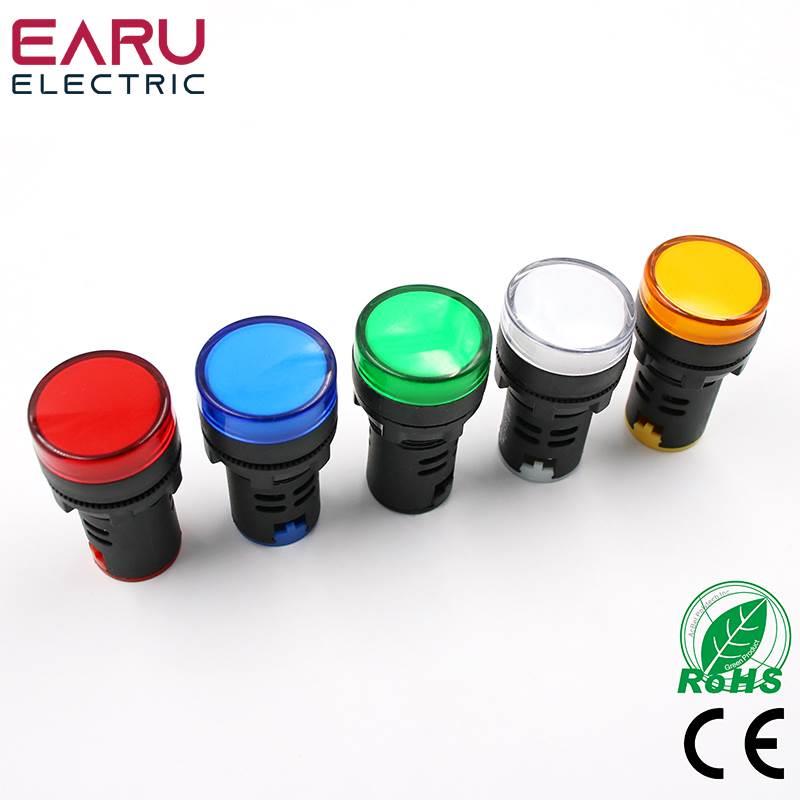 22mm高亮LED电源指示灯220v AD16-22DS通用信号灯12v24v 380v红绿