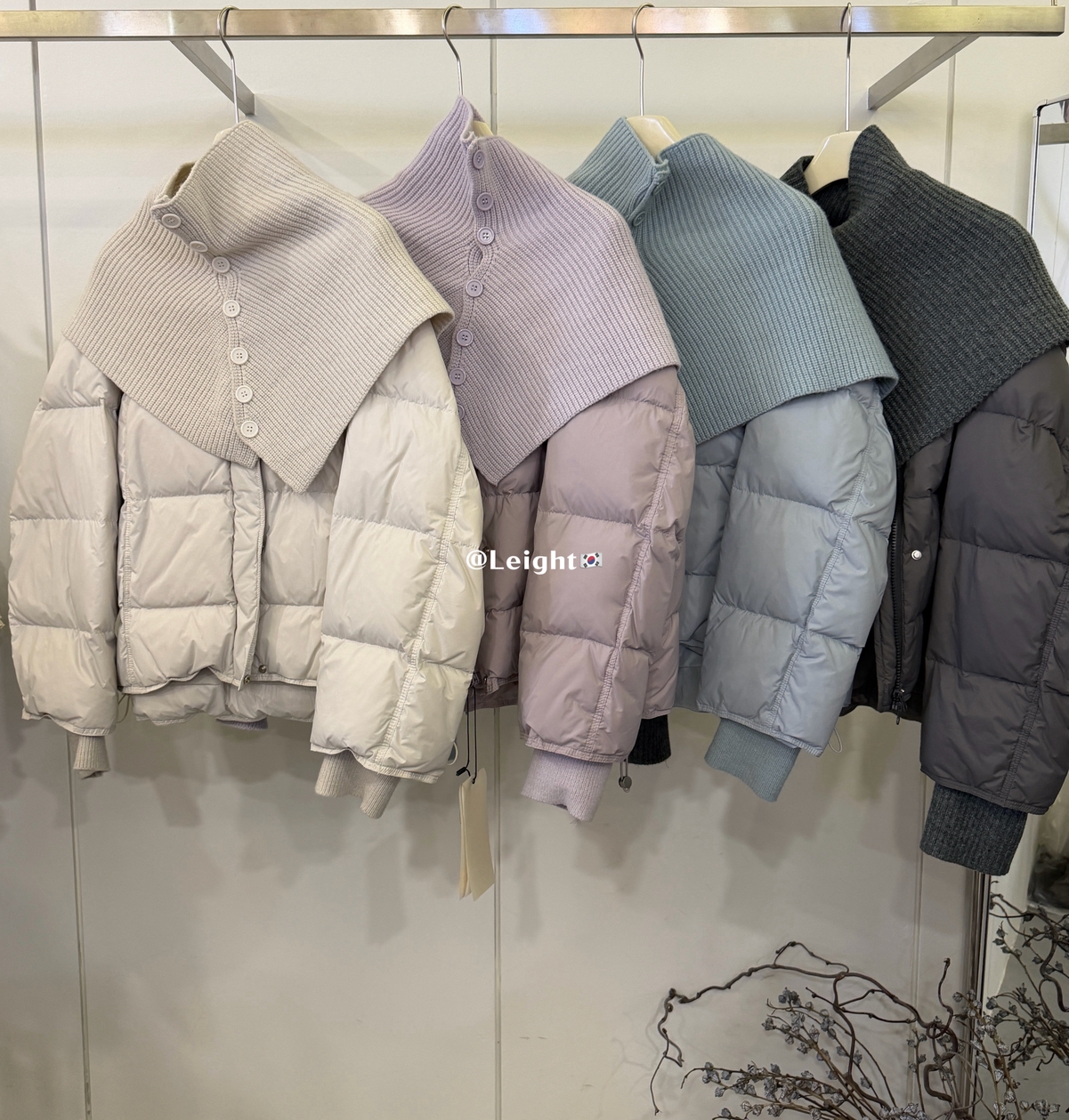 【L.eight 】韩系泡芙高级感短款保暖羽绒服外套(配针织围巾)
