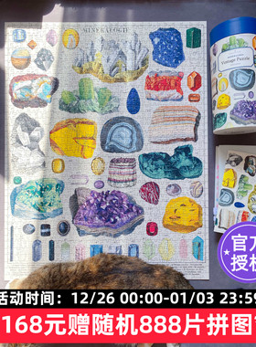 Cavallini拼图1000片美国进口美式复古益智玩具宝藏与宝石矿物学
