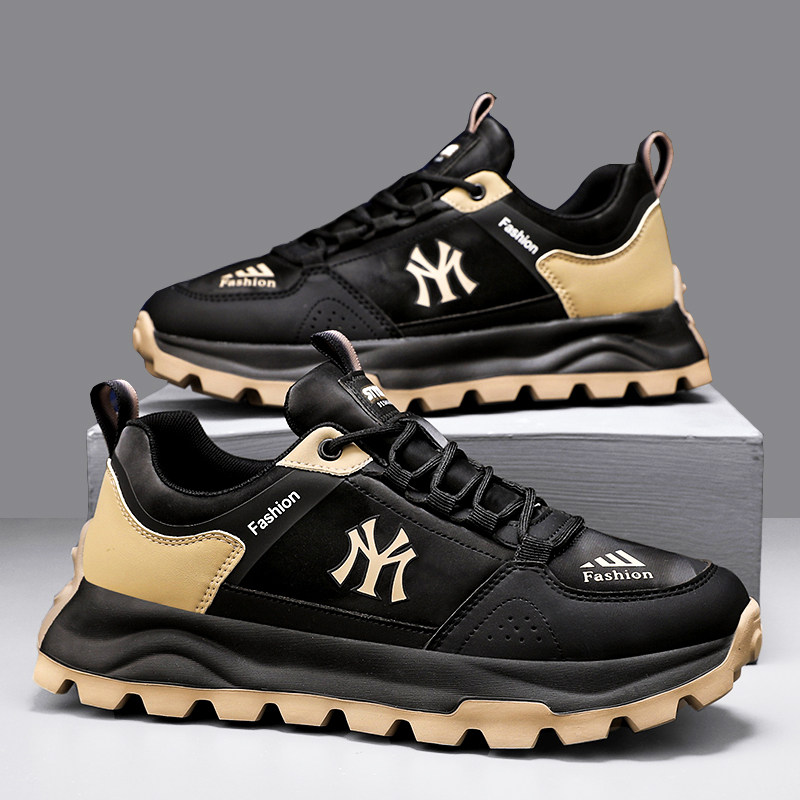 虎劲霸王爷男鞋春季潮牌高级感休闲防滑跑步运动鞋男士黑色劳保增