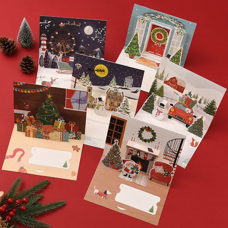 圣诞礼品卡片圣诞节礼物diy3d纸雕贺卡立体送老师christmas gift