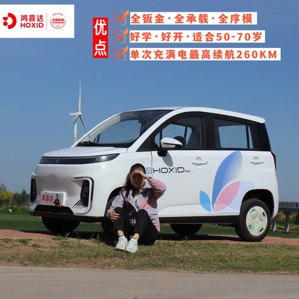 鸿日鸿喜达新款锂电四轮电动车代步家用油电两用封闭4轮电动汽车