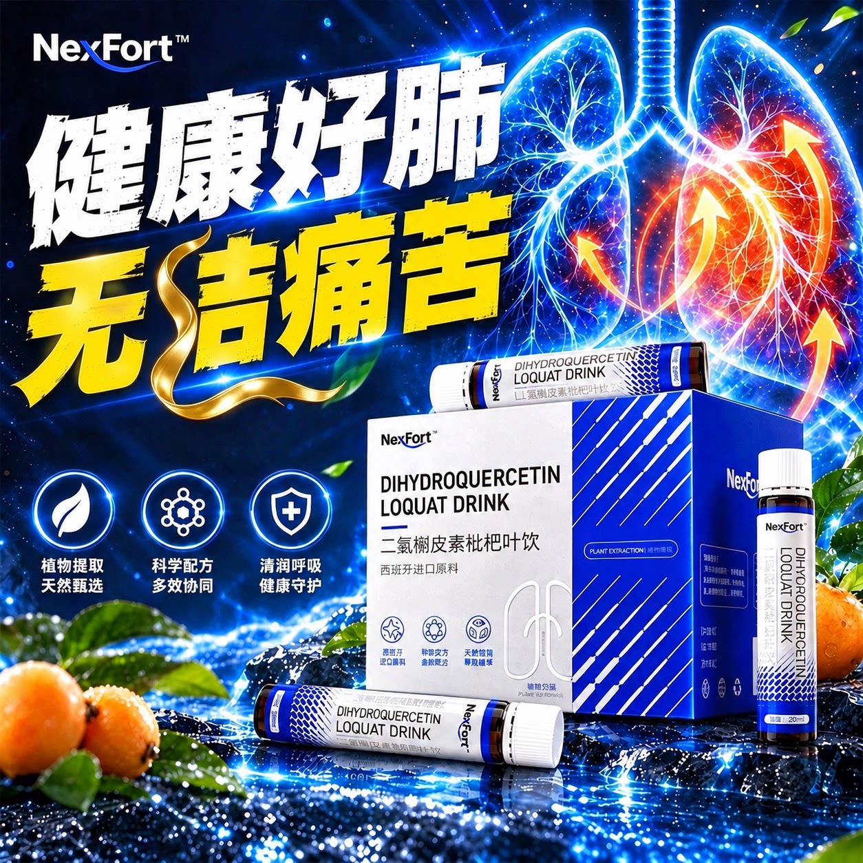 二氢槲皮素净肺饮肺蒲公英特除药结进口原料清肺养肺口服液
