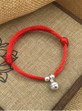 箴诺宝宝婴幼儿铃铛手链儿童脚链925银仿惊吓红绳手摇铃满月百天