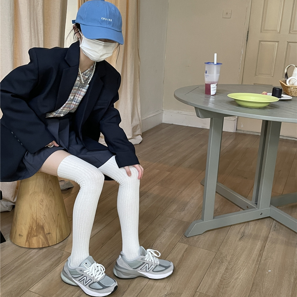 小赵家过膝袜秋冬新款竖条高筒袜日系不掉小腿袜女 两双装