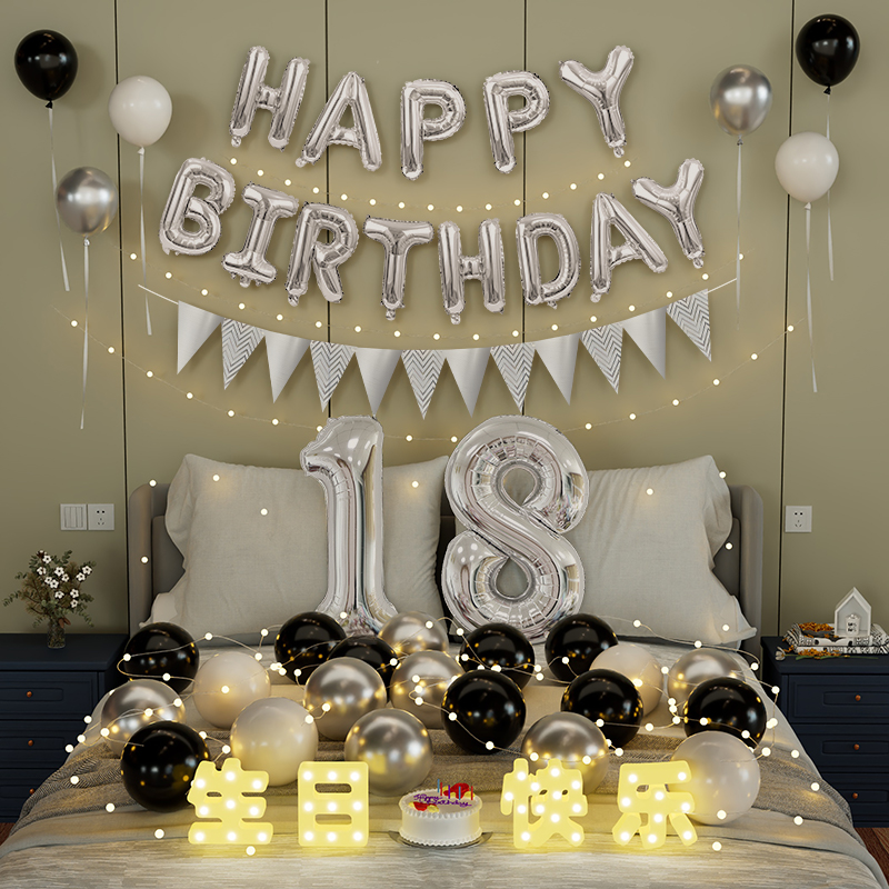 18岁生日布置场景装饰男孩女孩十八成人礼高级氛围感仪式道具气球
