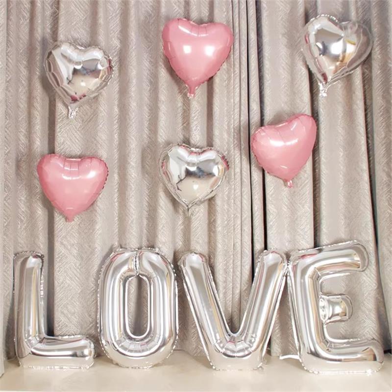 LOVE铝膜字母气球珠宝店七夕节氛围装饰婚房结婚礼求婚派对布置
