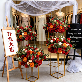 新款成品花交车仪式路引花地排花美陈布置仿真花婚庆假花舞台布置