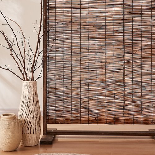 展示架实木芦苇屏风隔断玄关客厅茶室饭店酒店禅意复古屏风座屏