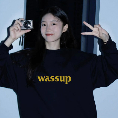 基础字母圆领卫衣WASSUPHEODS