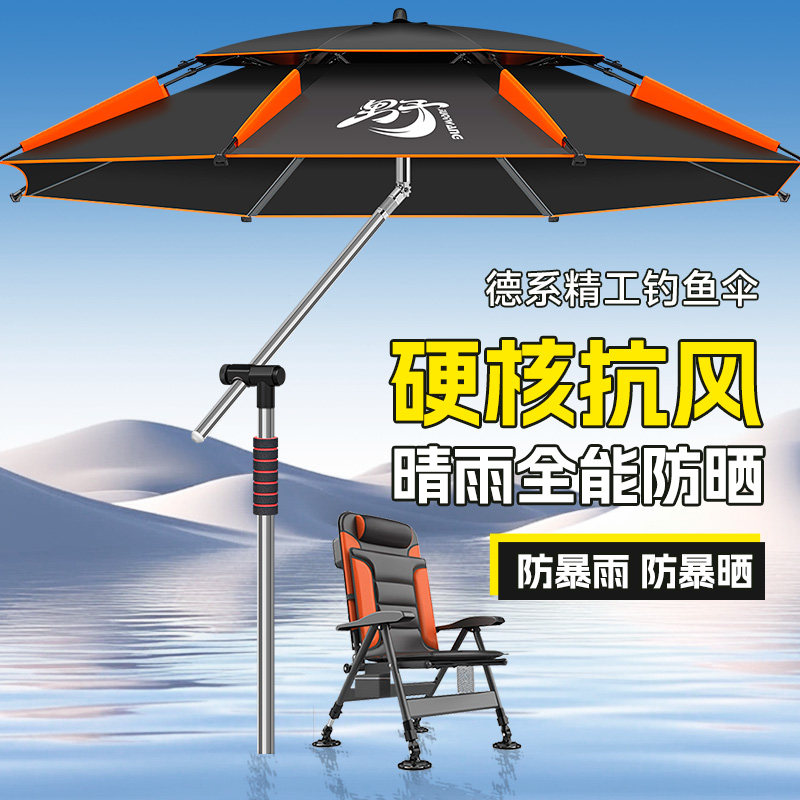 2026新款钓鱼伞拐杖钓伞户外垂钓雨伞加厚黑胶防晒露营沙滩遮阳伞