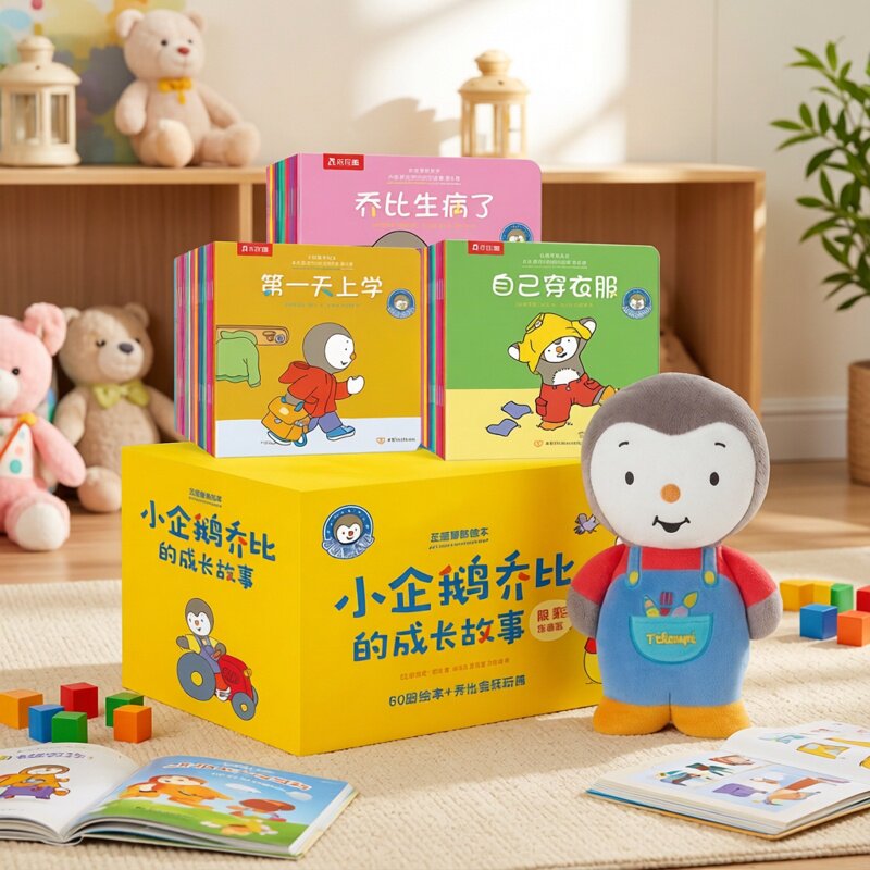 乐乐趣小企鹅乔比的成长故事礼盒60册翻翻书3到6岁绘本儿童睡前启蒙礼正面管教成长启蒙故事绘本乔比成长故事亲子早教宝宝礼物书