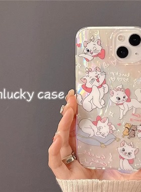 ins卡通玛丽猫适用三星s24ultra手机壳s23fe/s9+贝壳纹note20/10新款a05可爱a14防摔a21s硅胶a34/a52/a53/a71