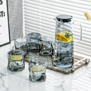 家用冰箱果茶壶杯子凉水杯 凉水壶水壶高硼硅玻璃耐高温冷水壶套装