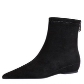 简约低跟坡跟女靴JJ 韩版 金金宠粉 时尚 平底小踝靴