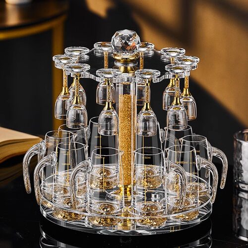 轻奢小号高档家用金箔白酒杯套装