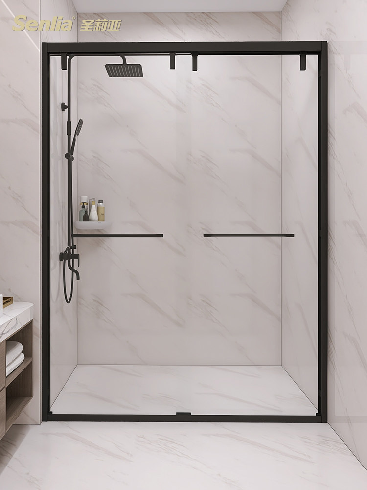 淋浴房定制浴室干湿分离隔断卫生间推拉门极简厕所玻璃移门