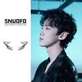 冬季 无耳洞耳骨夹日常耳饰 爆款 银色耳夹男生美式 耳环男2026年新款