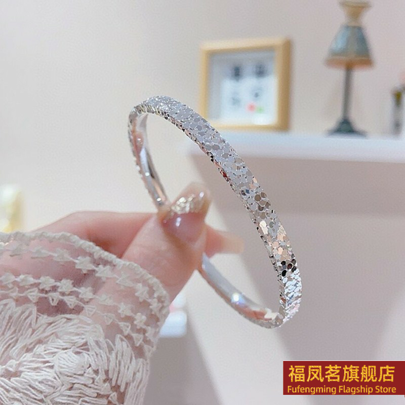 正生新款碎冰冰实心闭口纯银手镯足银9999实心新款礼物送女友礼物