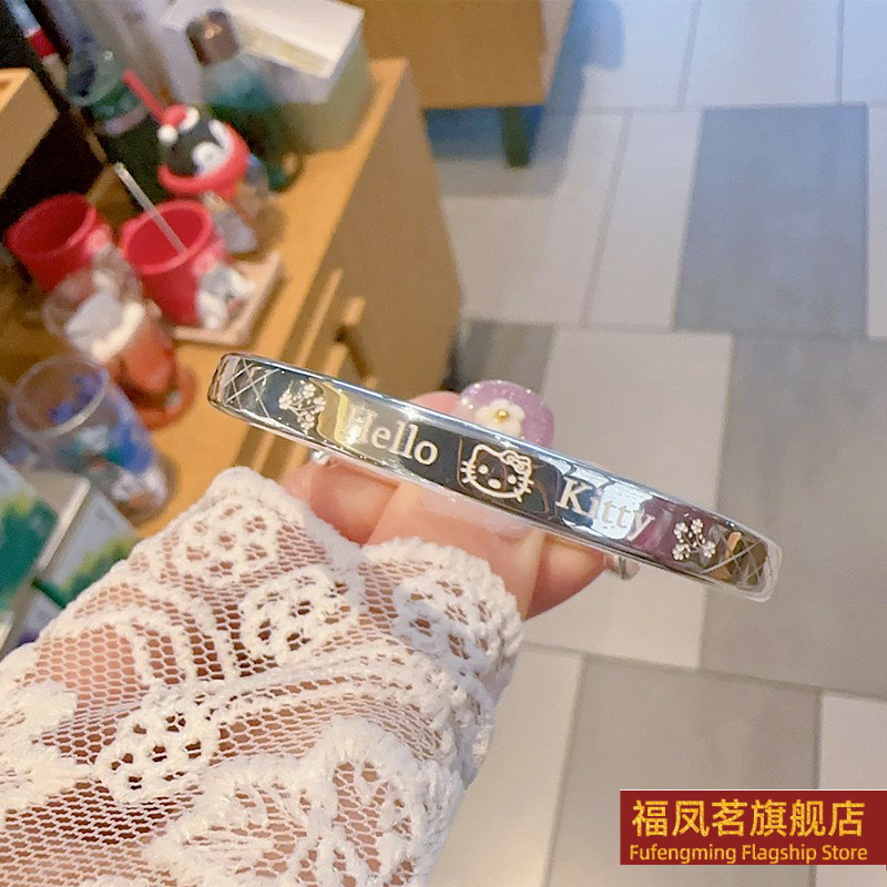 原创设计女银饰正生炫彩kt猫手镯