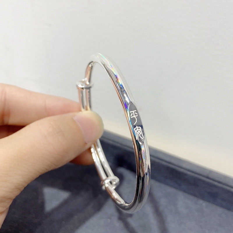 纯银手镯女年轻款999足银镯子七彩2022推拉生日礼物女生饰品网红