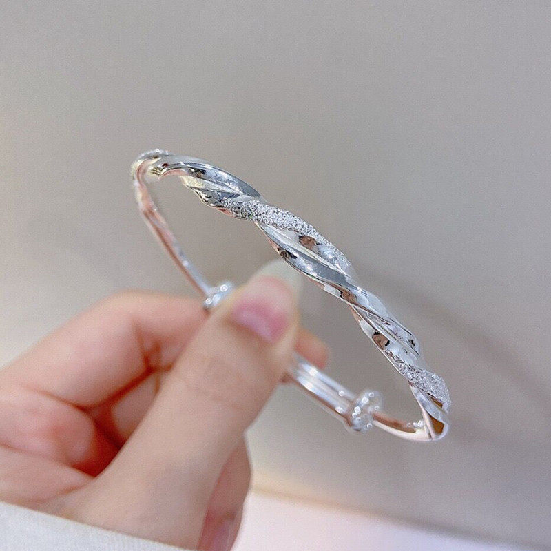 莫比乌斯环银手镯女纯银实心9999足银镯子男女生情侣银饰生日礼物