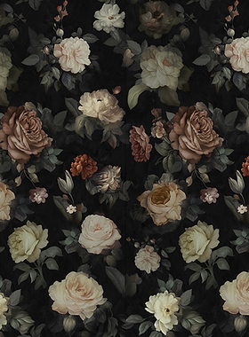 轻奢黑色复古玫瑰花墙纸自粘防水贴纸浴室瓷砖壁纸卫生间厨房墙贴