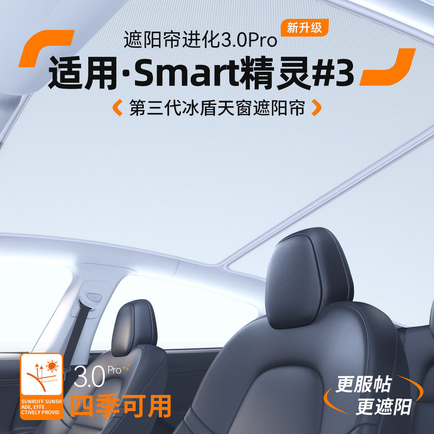 适用smart精灵#3号天窗遮阳帘汽车隔热防晒车顶天幕遮阳装饰用品