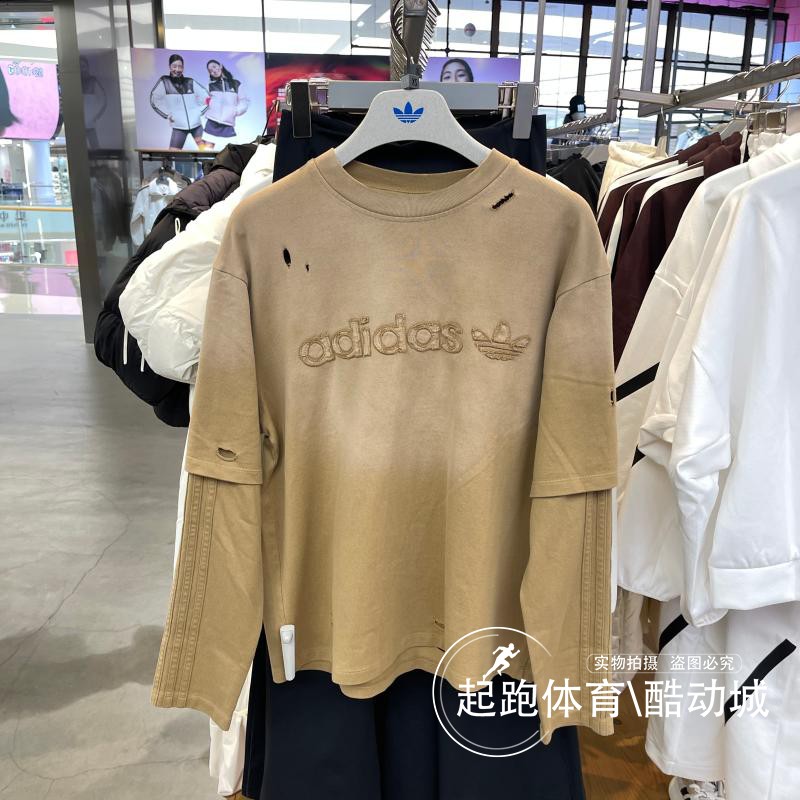 阿迪三叶草女复古街头风纯棉长袖