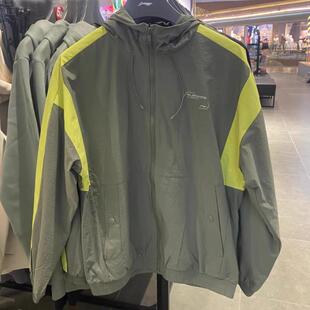 AFDU061 李宁男子运动风衣2024春健身系列防泼水宽松梭织连帽外套