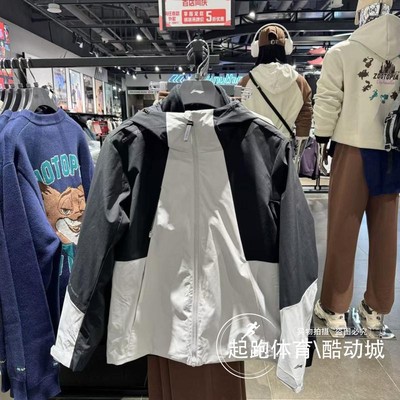 李宁男户外CF溯加绒宽松连帽风衣