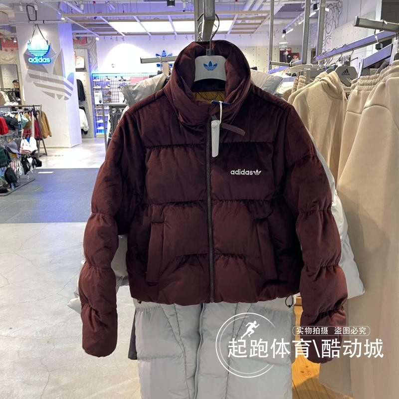 阿迪达斯女短款保暖运动羽绒服