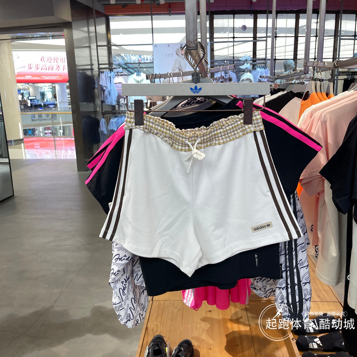 阿迪三叶草女针织运动短裤